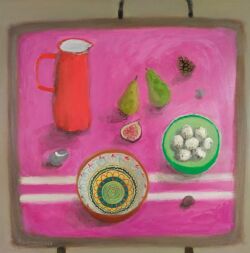 Oil on canvas,65cm x 65cm, framed. SOLD Gill gathercole still life harrogate gallery