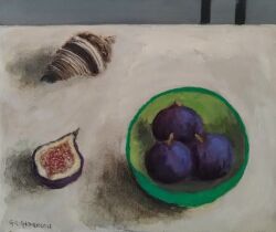 Oil on canvas, 29cmH x 35cmW. SOLD Gill Gathercole still life harrogate