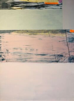Acrylic and mixed media on canvas, 100cmH x 75cmW, framed. SOLD