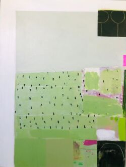 Collage and mixed media on canvas, 100cmH x 75cmW. SOLD