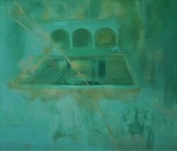 Oil on canvas, 120cmH x 140cmW. SOLD sky landscape artist of the year winner