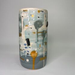 Thrown and altered earthenware, coloured decoration, partially glazed with gilt additions, 27.5cmH x 13.5cmD. £495