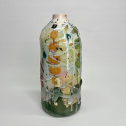 Earthenware, coloured slips, oxides, underglazes and lustres, 28.5cmH x 12.5cmW. SOLD