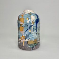 Earthenware, coloured slips, oxides, underglazes and lustres, 21.5cmH x 13cmW. SOLD
