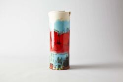 Terracotta, slips, stains, oxides and printing, 26cmH x 10cmW. SOLD