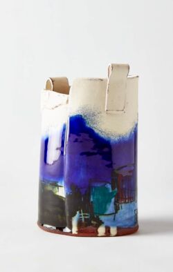 Terracotta, slips, stains, oxides and printing, 15cmH x 9cmW. SOLD