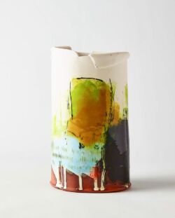 Terracotta, slips, stains, oxides and printing, 22cmH x 13cmW. SOLD