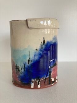 Terracotta, slips, stains, osixes and printing, 16cmH x 12cmW x 9cmD. £95
