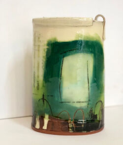 Terracotta, slips, stains, oxides and prinitng. SOLD