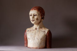 Handbuilt stoneware and terracotta, slips, and glass eyes, unglazed, 47cmH x 31cmW x 20cmD, 7.6kg. £1,900
