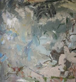 Acrylic, graphite and oil stick on canvas, 92cmH x 85cmW. SOLD