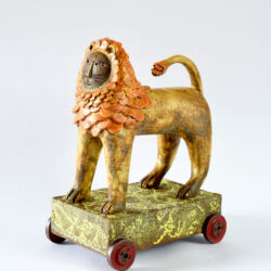 Red clay, slips, underglazes and lithium glaze, 24cmH x 18cmW x 12cmD. SOLD