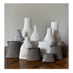 Wheel thrown light and dark stoneware, 6cmH - 36cmH. £70 - £300