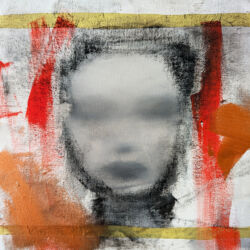 Acrylic, paper and charcoal on canvas, 33cm x 33cm. £750