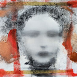 Acrylic, paper and charcoal on canvas, 33cm x 33cm. £750