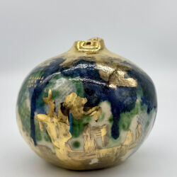 Hand built earthenware, glazes and 24K gold lustre, 14.5cmH x 14cmD. £650