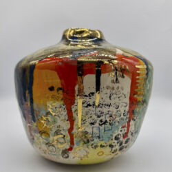 Hand built earthenware, underglazes, glazes, 24K gold lustre, approx 19cmH x 14cmD. £1,450