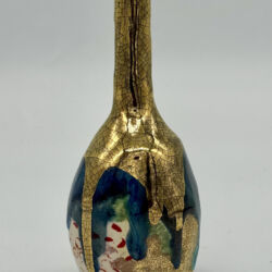 Hand built earthenware, underglazes, glazes and 24K gold lustre, 14.5cmH x 5.5cmD. £265